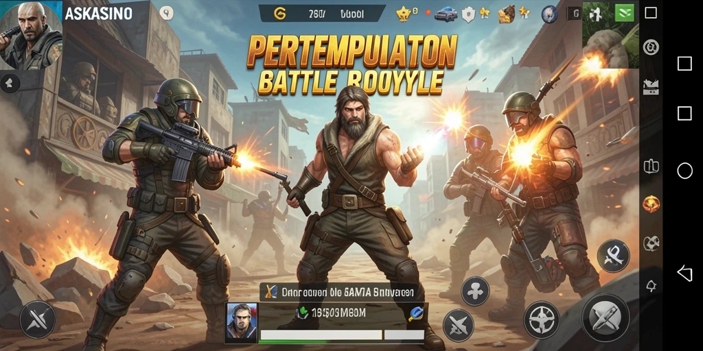 Gambaran gameplay seru dalam pertempuran Battle Royale di ASKASINO.