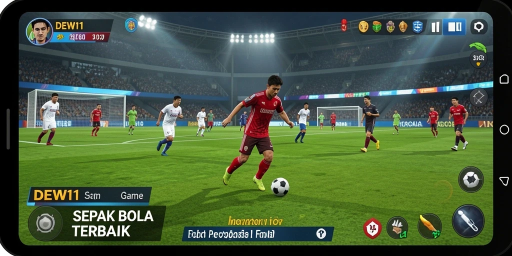 Tampilan screenshot gameplay DEWI11 yang menarik dan penuh aksi sepak bola.