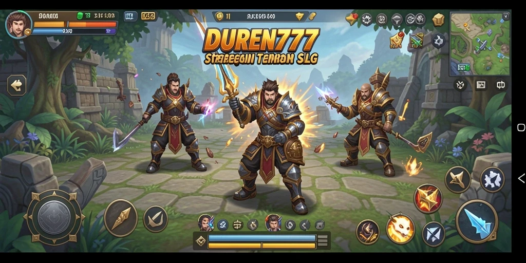 Screenshot menampilkan gameplay strategis dalam DUREN777 dengan aksi pertempuran.