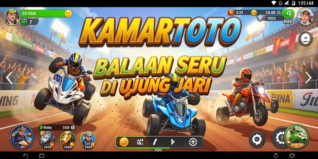 Tangkapan layar menampilkan aksi balapan mendebarkan di KAMARTOTO.