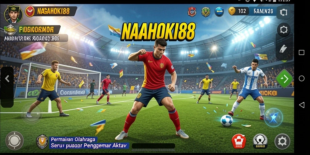 Screenshot gameplay NAGAHOKI88 menampilkan para pemain beraksi di pertandingan olahraga.